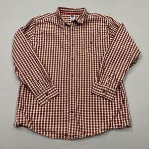 The North Face Shirt Mens XL Orange Plaid Long Sleeve Button Outdoor Work Pocket